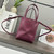 Loewe Mini Puzzle Fold tote in shiny calfskin A657V25X01 Wine Red