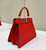 Fendi 8BN335 Peekaboo ISeeU Petite Red Selleria bag with 306 hand-sewn topstitches 80133As
