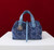 Dior M2821 Medium Dior Toujours Bag Denim Blue Tweed with White Cannage Motif