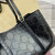 Gucci 815214 GG Emblem medium Tote Bag Black GG leather