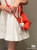 Loewe Mini Puzzle Fold tote in shiny calfskin A657V25X01 Orange Red