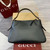 Gucci 815217 GG Emblem Large Shoulder Bag Black smooth leather