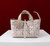 Dior M2822 Small Dior Toujours Bag Beige Tweed with White Cannage Motif