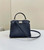 Fendi 8BN244 Peekaboo Mini Night Mist Blue Selleria bag with 220 hand-sewn topstitches 8615