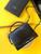 YSL 578000 Crocodile Embossed Shiny Leather Bag Black Silver buckle