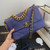 Chanel 19 Large Handbag Velvet Gold AS1161 Blue