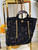 Chanel AS3128 Maxi Shopping Bag Printed Denim Black