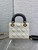 Dior M0505 Mini Lady Dior Bag White Cannage Lambskin With Black Handle Bow Gold