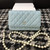 Chanel A68052 Wallet on Chain bag lambskin Imitation Pearls gold Light Blue
