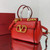 Valentino 4100 Medium Rockstud Alcove Handbag In Grainy Calfskin 2B0J41 Red