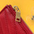 YSL Monogram Fragments Zippered Card Case In Grain De Poudre Embossed Leather 607915 Red Gold