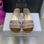 Dior Women's Shoes Dway Heeled Slide Metallic Thread Strass KCQ244LCS naked powder