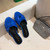 Yves Saint Laurent Bianca Flat Mules In Smooth Leather Blue 30152 - luxibagsmall