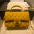 Chanel AS2431 Mini Flap Lambskin Bag with top Handle Yellow Bright gold