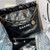 Chanel 22 Small Handbag Shiny Calfskin AS3260 Black Gold with White logo