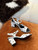 Chanel Women's Sandals G38969 Printed Lambskin White with Black C90242