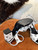 Chanel Women's Sandals G38969 Printed Lambskin White with Black C90242