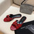 Yves Saint Laurent Bianca Flat Mules In Smooth Leather Red 30153 - luxibagsmall