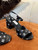 Chanel Women's Sandals G38969 Printed Lambskin Black White C90241