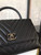 Chanel Large Flap Bag With Brown Top Handle Bag A92991 Black with Black Hardward