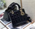 Dior M0565 Lady Dior Medium Tote Bag M950 Black Patent Cannage Calfskin