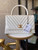Chanel Large Top Handle Bag A92991 lambskin V gird White Gold