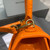 Balenciaga 593546 Hourglass Small Top Handle Crocodile Bag Orange Gold