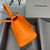 Balenciaga 593546 Hourglass Small Top Handle Crocodile Bag Orange Gold