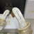 Dior Women's Shoes Dway Heeled Slide Metallic Thread Strass KCQ244CHS Gold