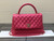 Chanel A92991 Large Flap Bag With Top Handle handBag Rose Red