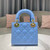 Dior M0505 Mini Lady Dior Bag chrysanthemum Blue Patent Cannage Calfskin