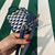 Prada 1BA355 Symbole Jacquard Fabric Micro Bag Blue White
