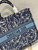 Dior M1286 Large Book Tote Blue Dior Roses embroidery