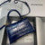 Balenciaga 593546 Hourglass Small Top Handle Crocodile Bag Navy blue