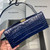 Balenciaga 593546 Hourglass Small Top Handle Crocodile Bag Navy blue