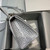 Balenciaga 593546 Hourglass Small Top Handle Crocodile Bag Gray Silver
