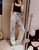 Dior 241P30 Printed Satin wide-leg Pants Gray white