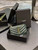 YSL Monogram Fragments Zippered Card Case In Grain De Poudre Embossed Leather 607915 Dark Green Gold