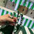 Prada 1BA354 Small Prada Symbole jacquard fabric handbag Green White