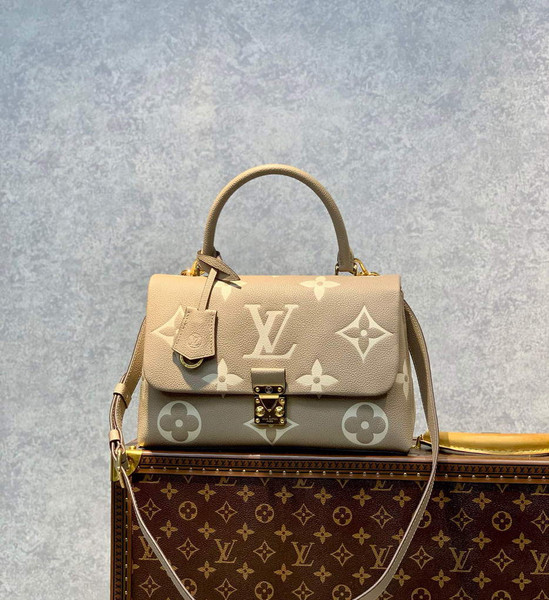 LV M46041 Louis Vuitton Madeleine MM Handbag Embossed Grained Cowhide Leather