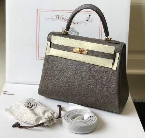 Hermes Kelly Danse 28cm of Togo Leather Bag 20339 Pewter Grey - luxibagsmall