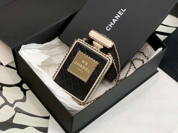 Chanel AS3264 Evening Bag Lambskin Plexi gold Black