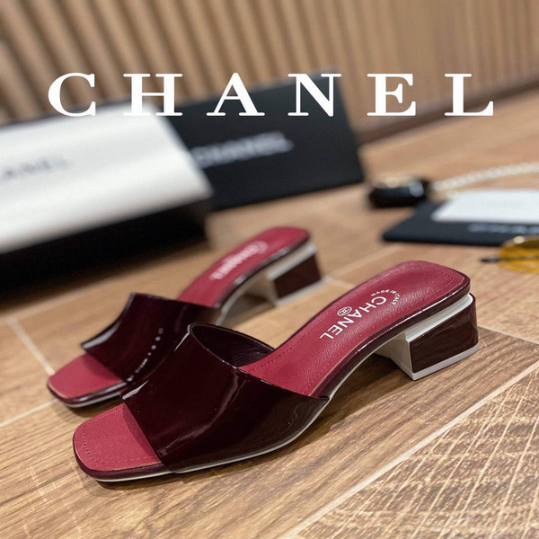 Chanel Women's Sandals Chanel Slippers Lambskin Heel 45mm C90180