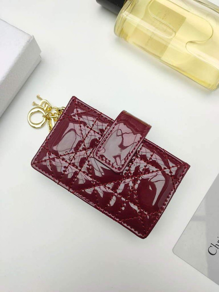 Dior S0074 Wallet Lady dior 5-Gusset card holder  Wind Red Patent Cannage Calfskin - shop2bag