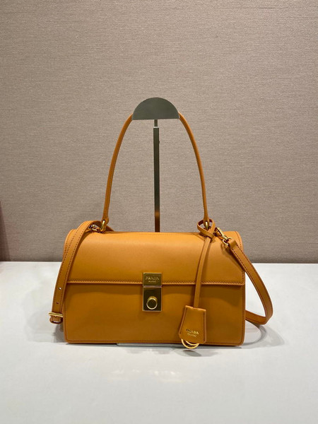 Prada Soft Sound medium leather shoulder bag 1BN023 Caramel