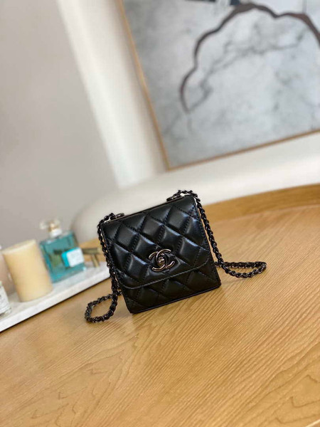 Chanel AP3020 Clutch with chain lambskin Black tone metal Black