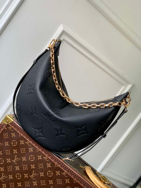 Louis Vuitton LV M46725 Loop Hobo Bag Monogram Empreinte Black