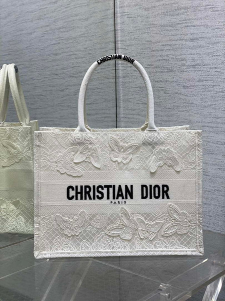 Dior M1296 Book Tote Medium Blue and White Butterfly Bandana Embroidery M104