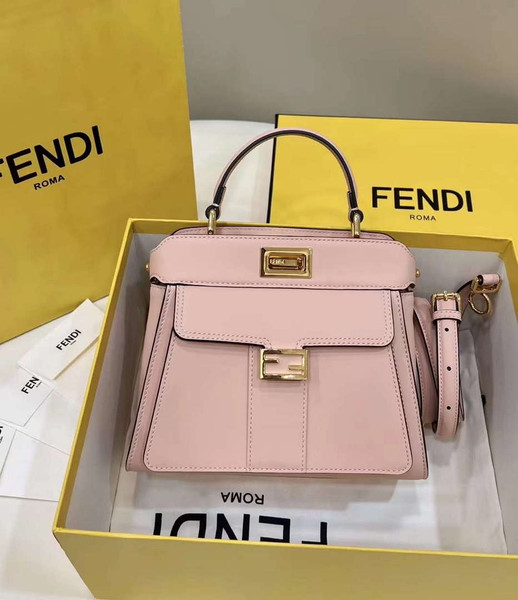 Fendi 8BN244 Peekaboo Mimi Pink Leather Bag 8596S