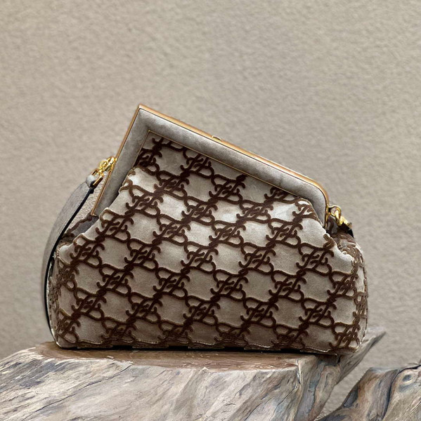 Fendi 8BP129 Fendi First Small Khaki suede bag